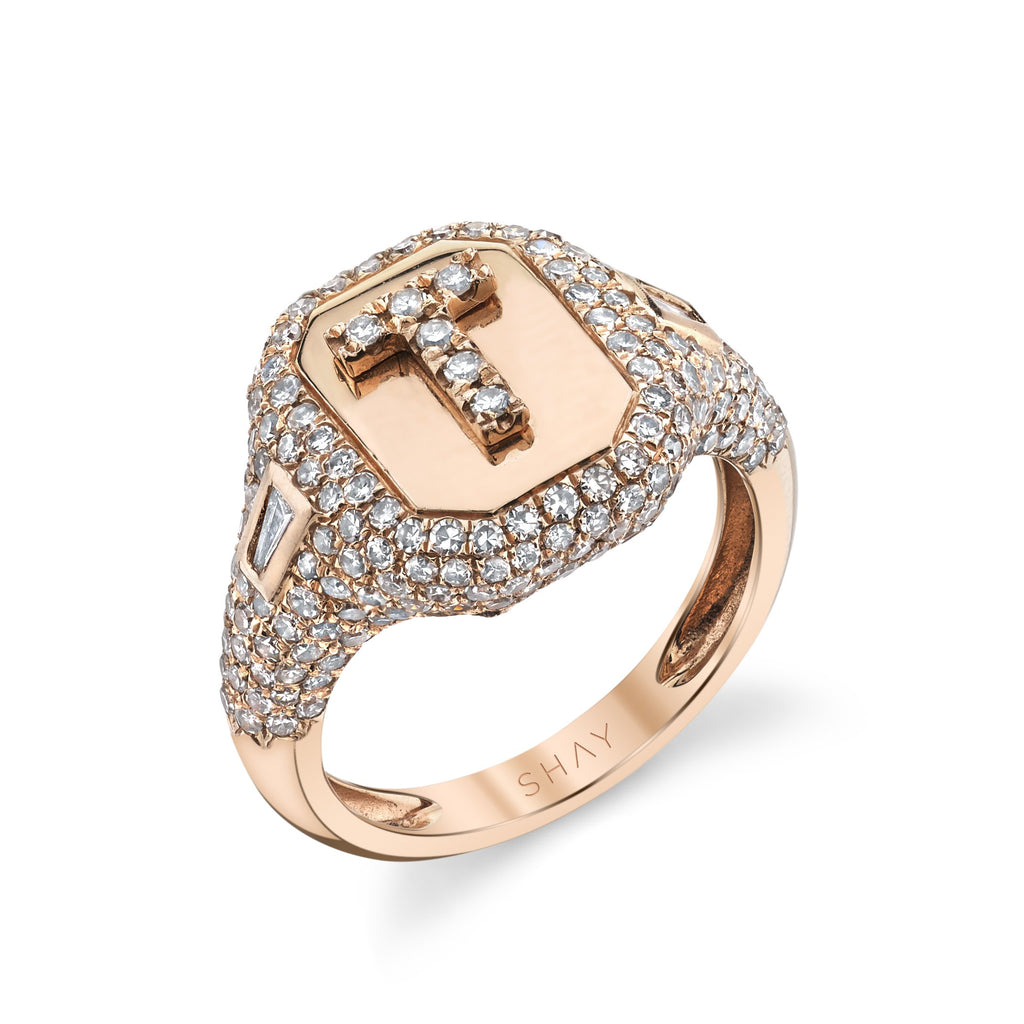 PARTIAL PAVE INITIAL PINKY RING
