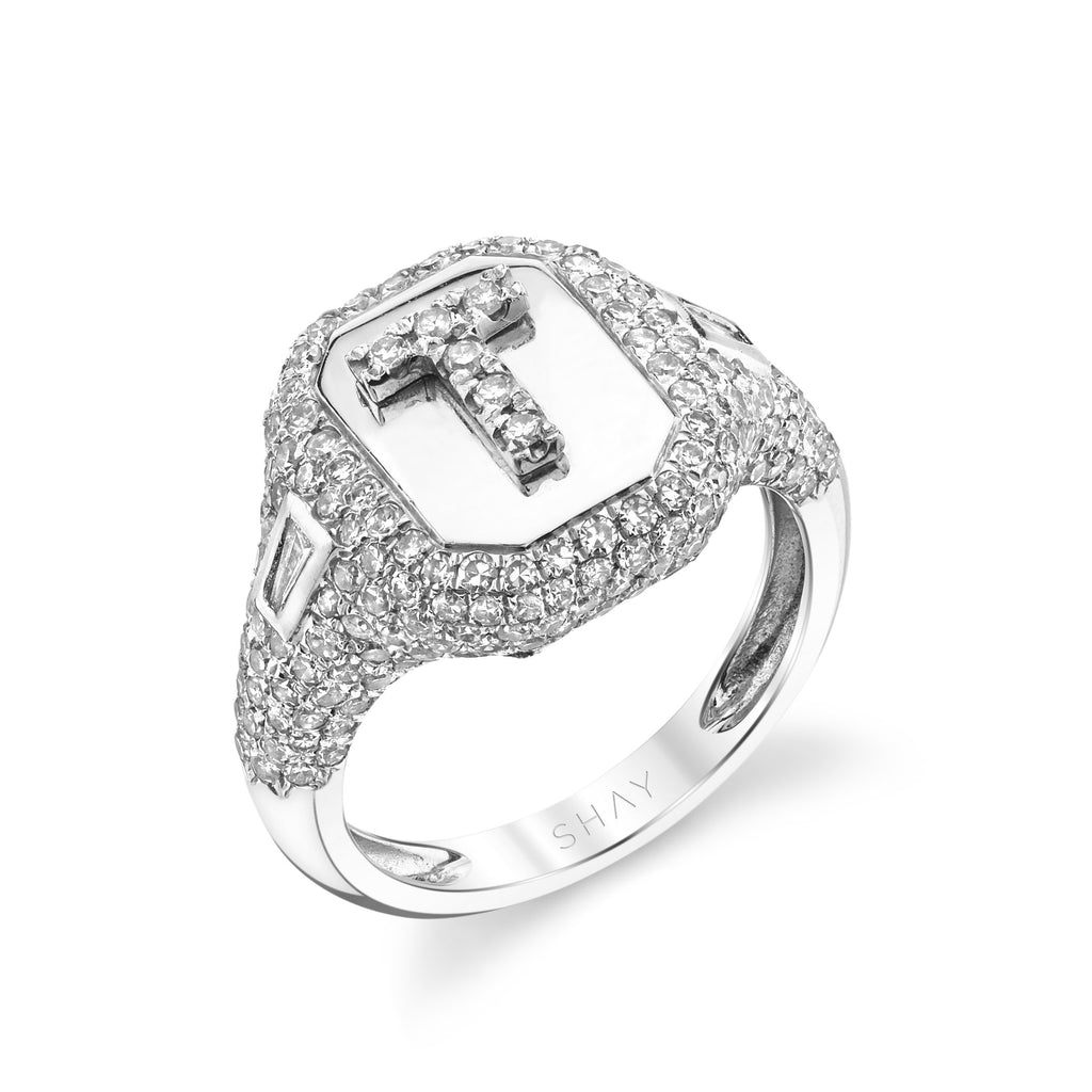 PARTIAL PAVE INITIAL PINKY RING