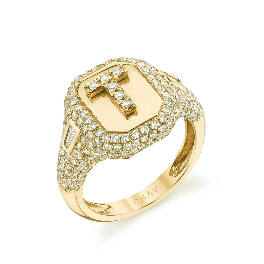 PARTIAL PAVE INITIAL PINKY RING