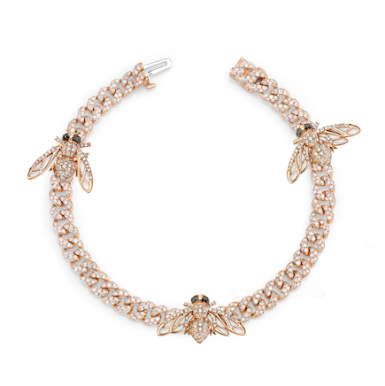 TRIPLE BEE BRACELET - ALTERNATING PAVE LINK