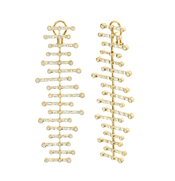 DIAMOND FISHBONE DROP EARRING