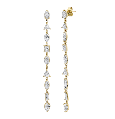 MIXED DIAMOND DROP EARRINGS