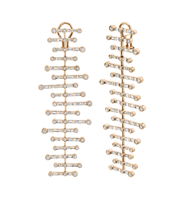 DIAMOND FISHBONE DROP EARRING