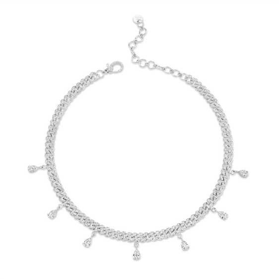 7 PEAR DROP MINI PAVE LINK NECKLACE