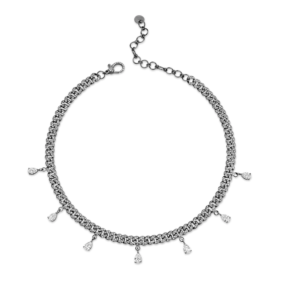 7 PEAR DROP MINI PAVE LINK NECKLACE